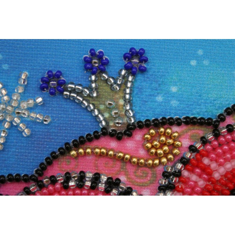 Mini Bead Embroidery Kit on Art Canvas "Fairy owl"