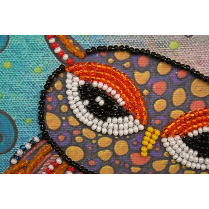 Mini Bead Embroidery Kit on Art Canvas "Snoozing"