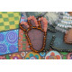 Mini Bead Embroidery Kit on Art Canvas "Owl and cookies"