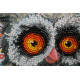 Mini Bead Embroidery Kit on Art Canvas "Owl and cookies"