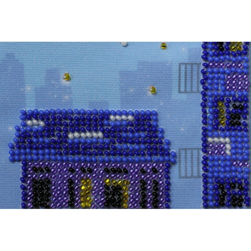Mini Bead Embroidery Kit on Art Canvas "The night city"