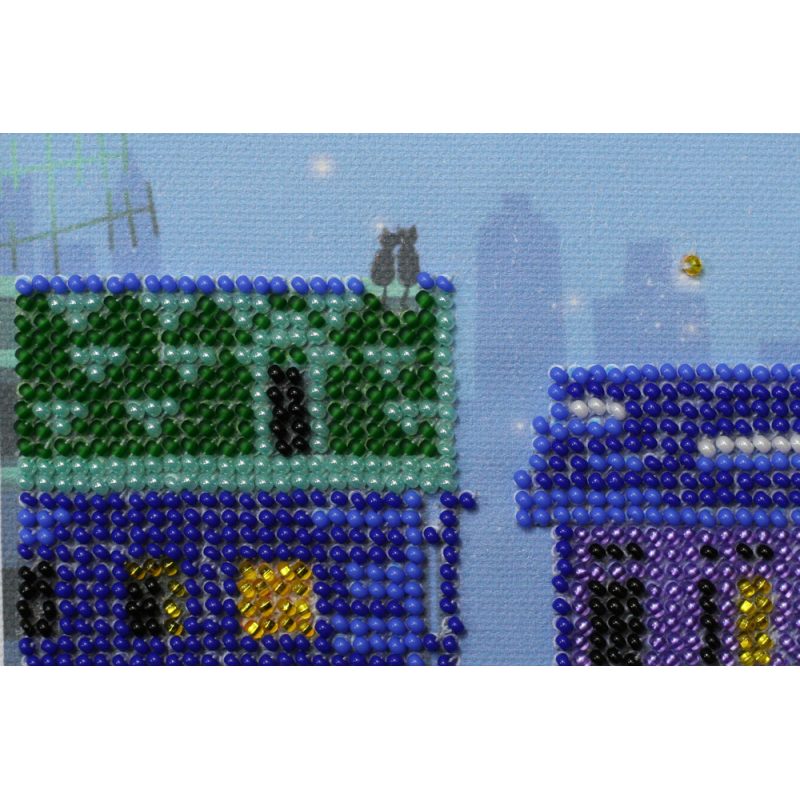 Mini Bead Embroidery Kit on Art Canvas "The night city"