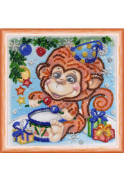 Mini Bead Embroidery Kit on Art Canvas "Drummer-girl"