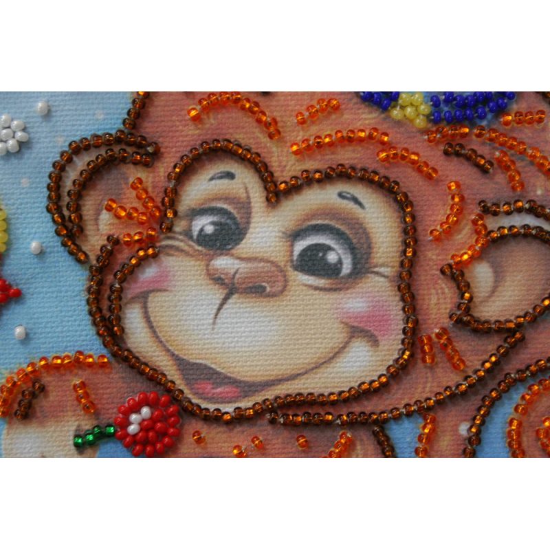 Mini Bead Embroidery Kit on Art Canvas "Drummer-girl"