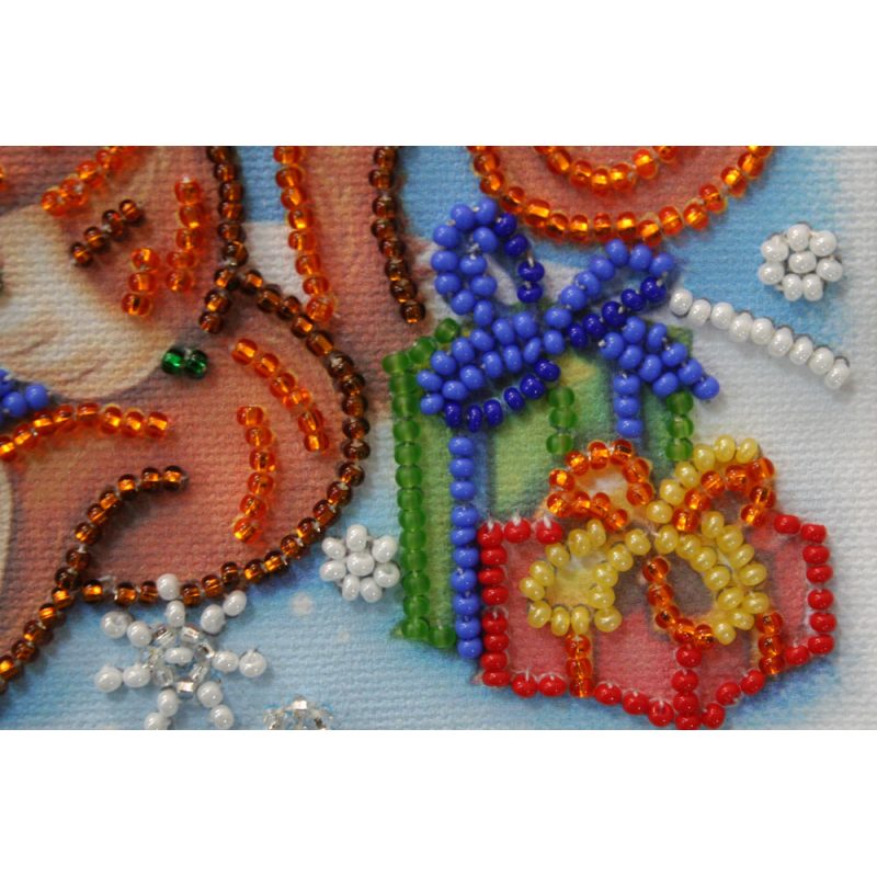 Mini Bead Embroidery Kit on Art Canvas "Drummer-girl"
