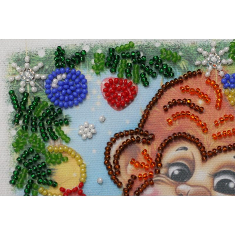 Mini Bead Embroidery Kit on Art Canvas "Drummer-girl"