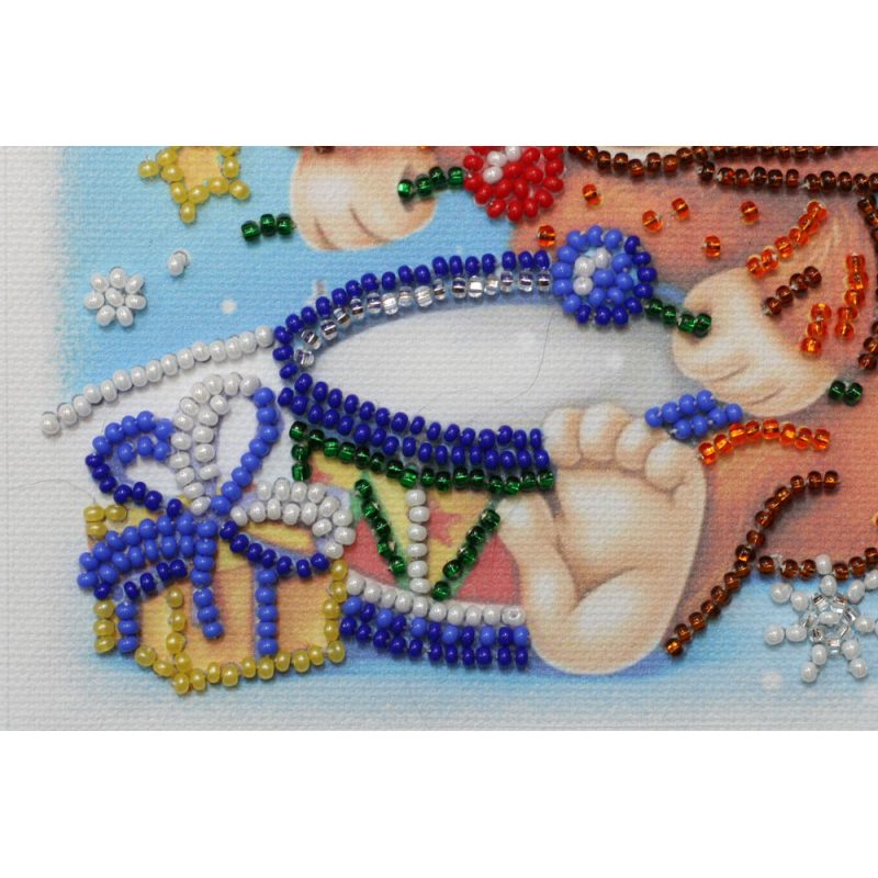 Mini Bead Embroidery Kit on Art Canvas "Drummer-girl"