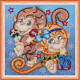 Mini Bead Embroidery Kit on Art Canvas "Cheer monkeys"
