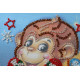 Mini Bead Embroidery Kit on Art Canvas "Cheer monkeys"