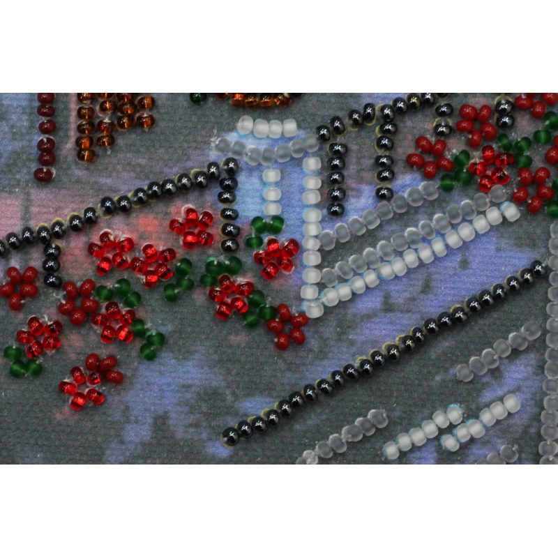 Mini Bead Embroidery Kit on Art Canvas "The pink Moon"