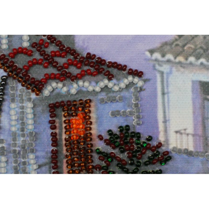 Mini Bead Embroidery Kit on Art Canvas "The pink Moon"