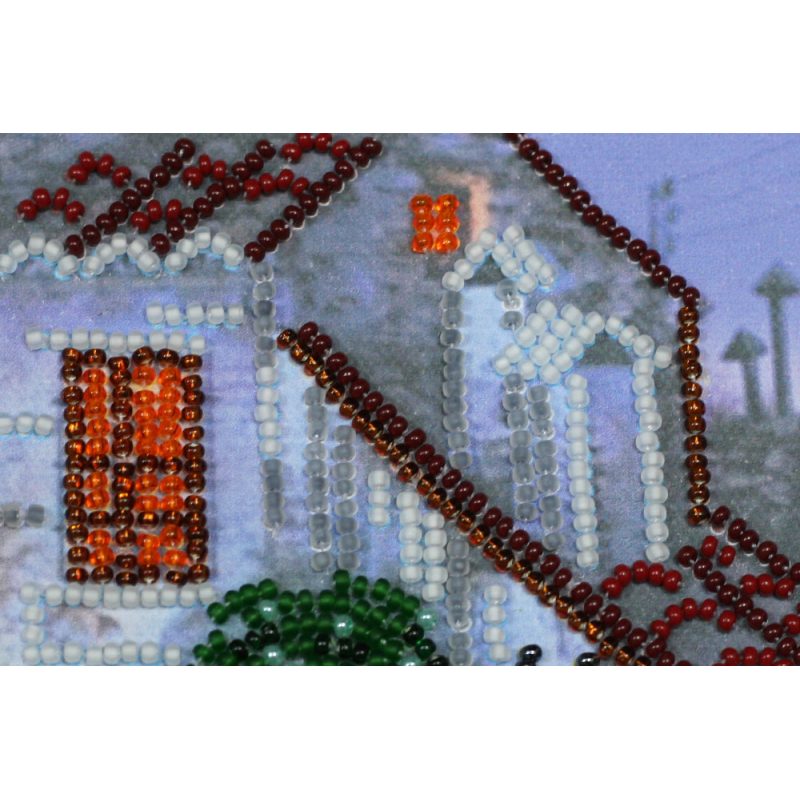 Mini Bead Embroidery Kit on Art Canvas "The pink Moon"