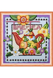 Mini Bead Embroidery Kit on Art Canvas "Teatime"