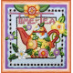 Mini Bead Embroidery Kit on Art Canvas "Teatime"