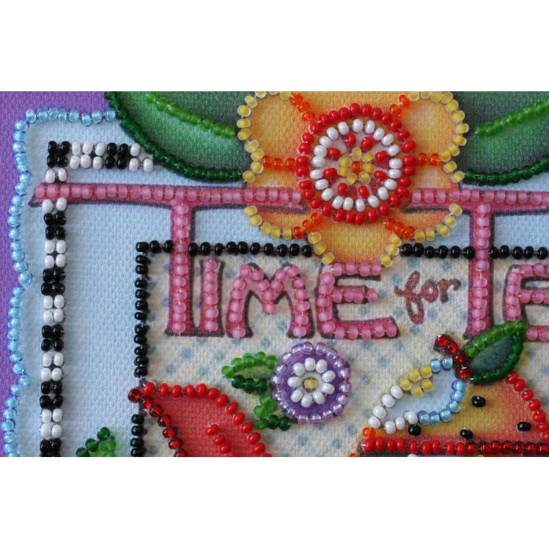 Mini Bead Embroidery Kit on Art Canvas "Teatime"