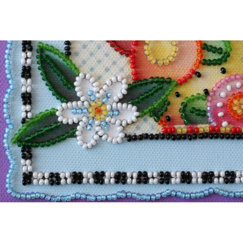Mini Bead Embroidery Kit on Art Canvas "Teatime"