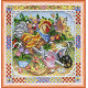 Mini Bead Embroidery Kit on Art Canvas "Garden cockerel"