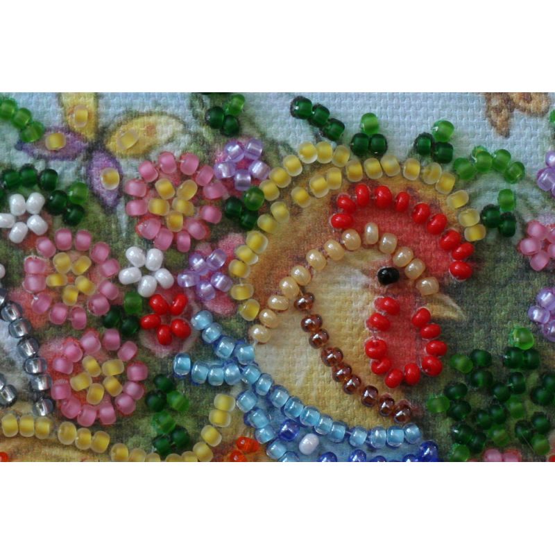 Mini Bead Embroidery Kit on Art Canvas "Garden cockerel"