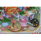 Mini Bead Embroidery Kit on Art Canvas "Garden cockerel"