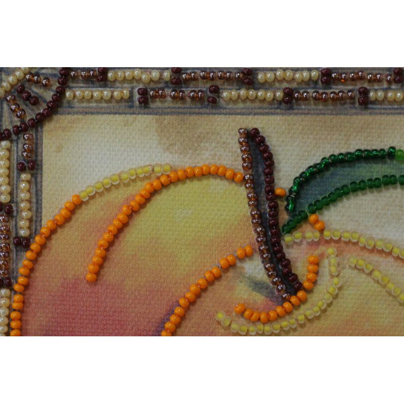 Mini Bead Embroidery Kit on Art Canvas "Sunny peaches"