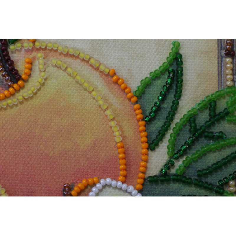 Mini Bead Embroidery Kit on Art Canvas "Sunny peaches"