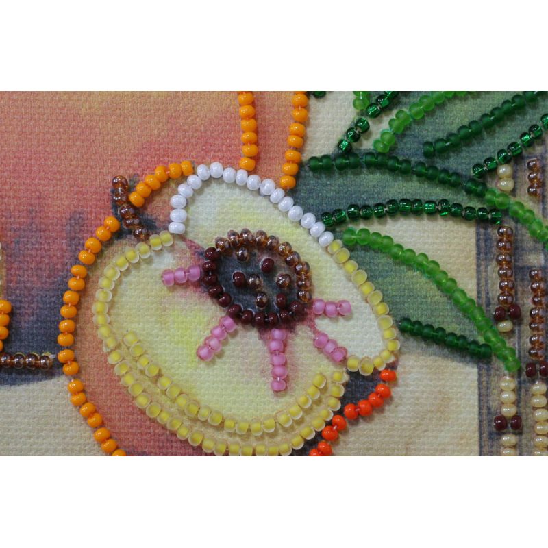 Mini Bead Embroidery Kit on Art Canvas "Sunny peaches"