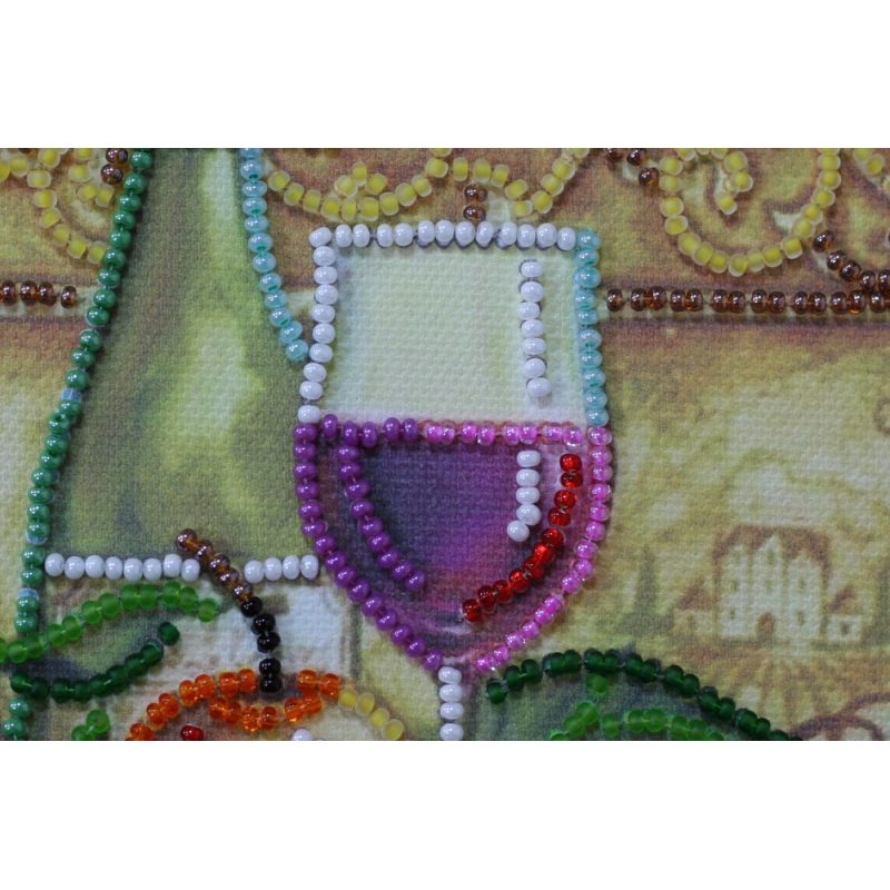 Mini Bead Embroidery Kit on Art Canvas "Grapes and vine"