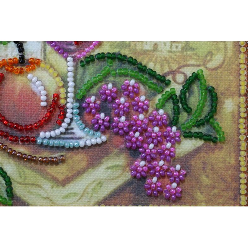 Mini Bead Embroidery Kit on Art Canvas "Grapes and vine"
