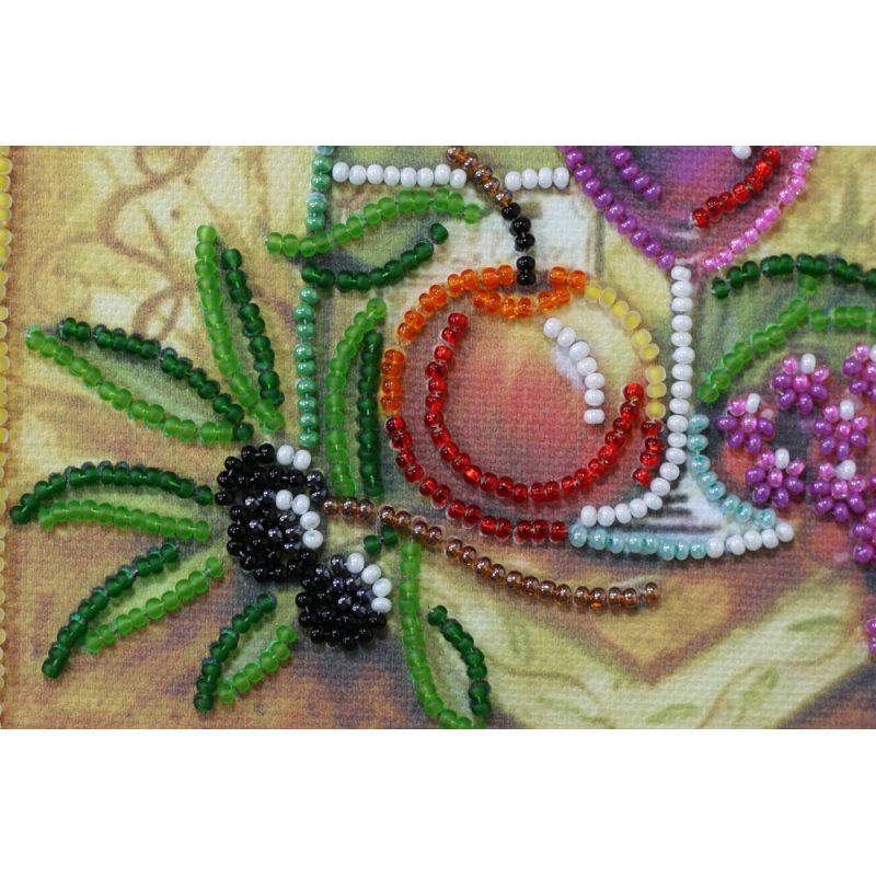 Mini Bead Embroidery Kit on Art Canvas "Grapes and vine"