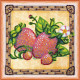 Mini Bead Embroidery Kit on Art Canvas "Ripe strawberry"