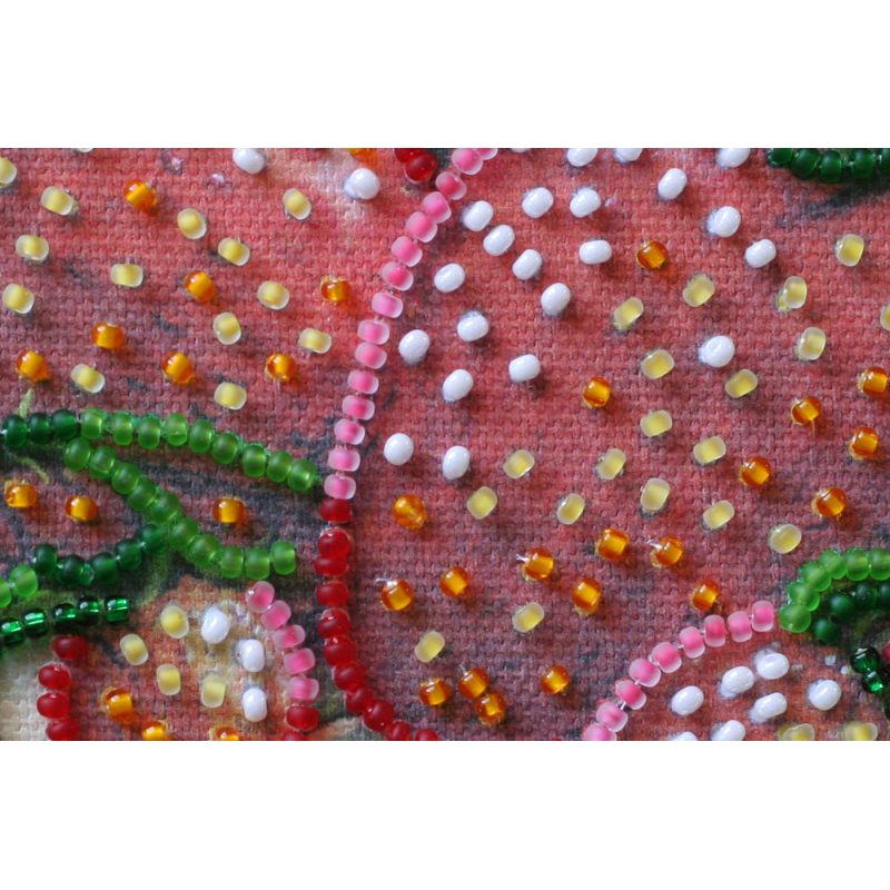 Mini Bead Embroidery Kit on Art Canvas "Ripe strawberry"