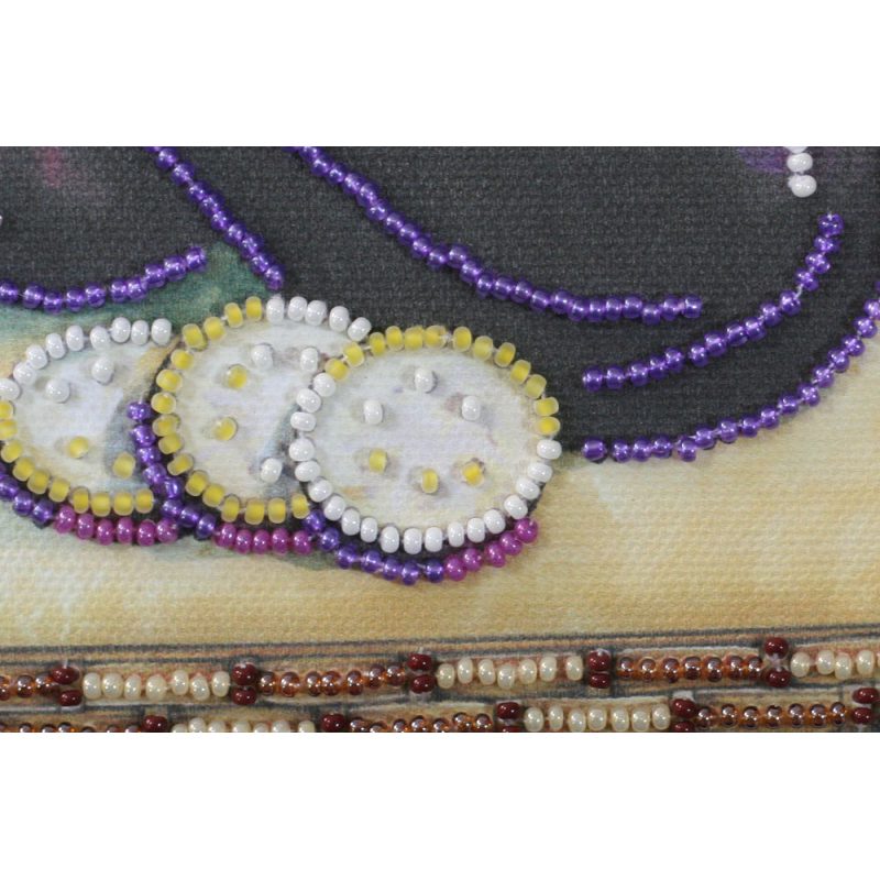 Mini Bead Embroidery Kit on Art Canvas "Eggplant"