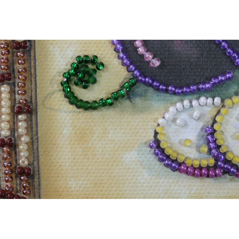 Mini Bead Embroidery Kit on Art Canvas "Eggplant"