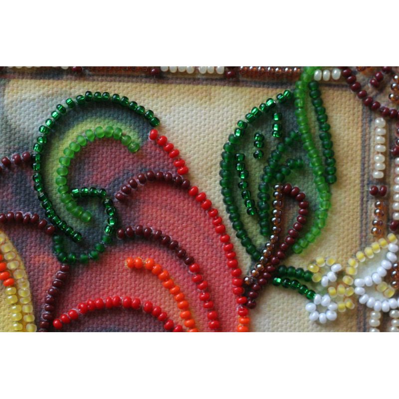 Mini Bead Embroidery Kit on Art Canvas "Sweet Peppers"