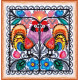 Mini Bead Embroidery Kit on Art Canvas "Two cockerels"