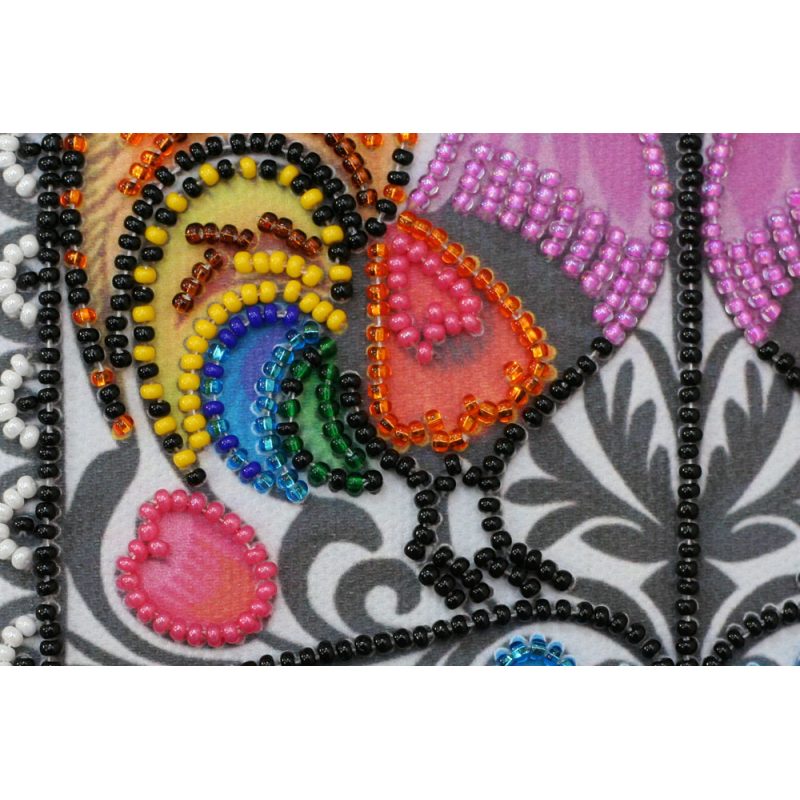 Mini Bead Embroidery Kit on Art Canvas "Two cockerels"