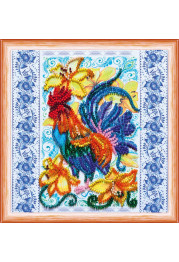 Mini Bead Embroidery Kit on Art Canvas "Call of the cockerel"