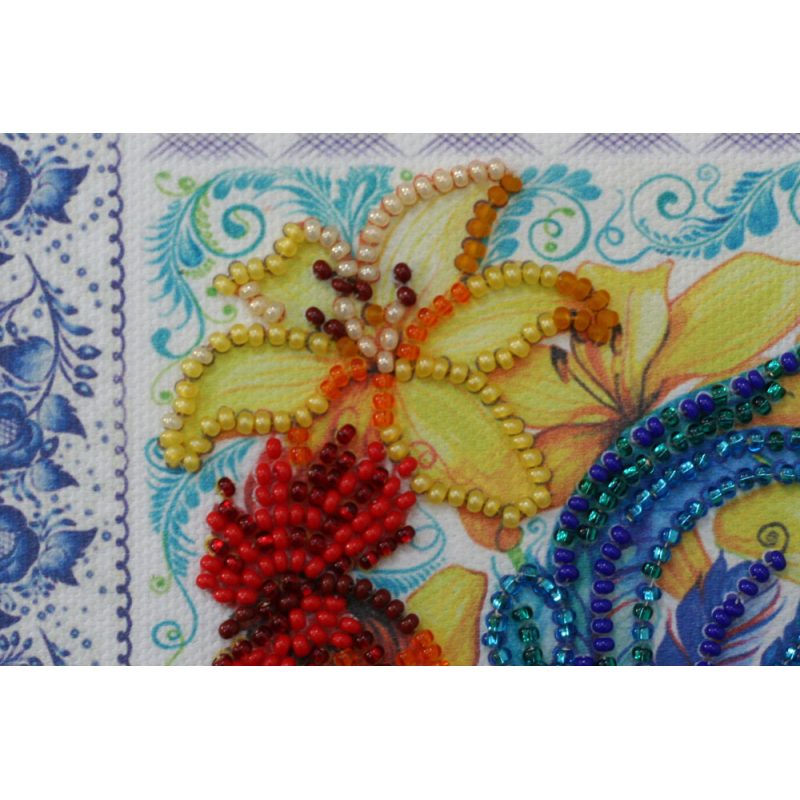 Mini Bead Embroidery Kit on Art Canvas "Call of the cockerel"