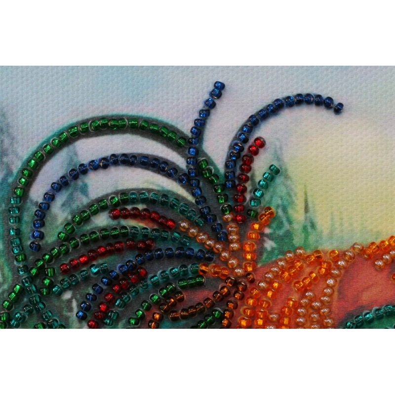 Mini Bead Embroidery Kit on Art Canvas "Happy Christmas"