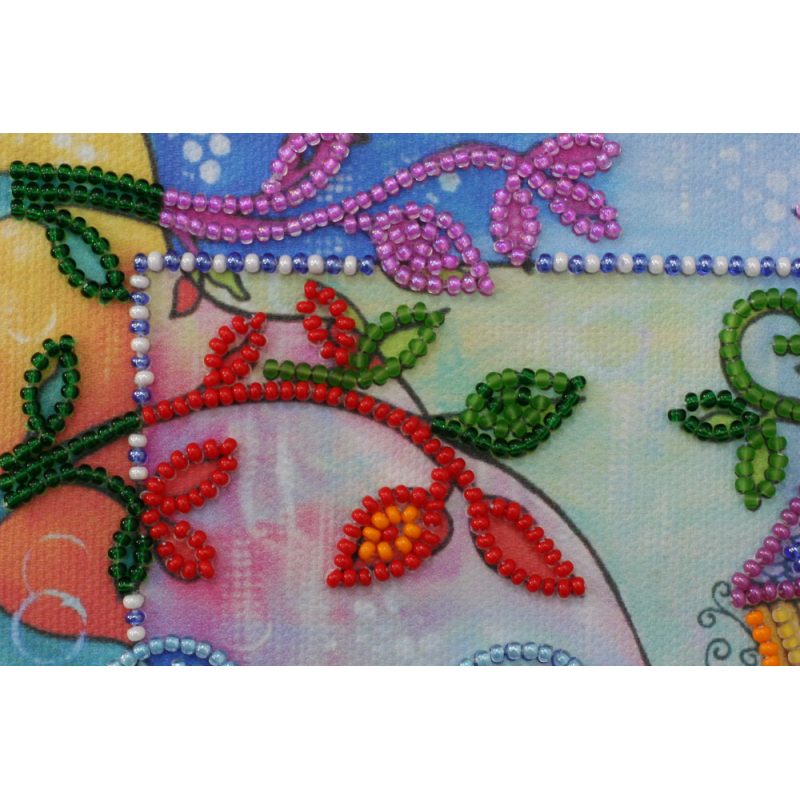 Mini Bead Embroidery Kit on Art Canvas "Spring for birds"