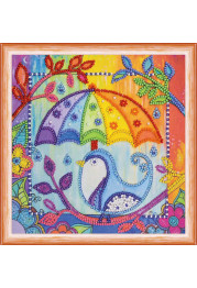 Mini Bead Embroidery Kit on Art Canvas "Summer rain"