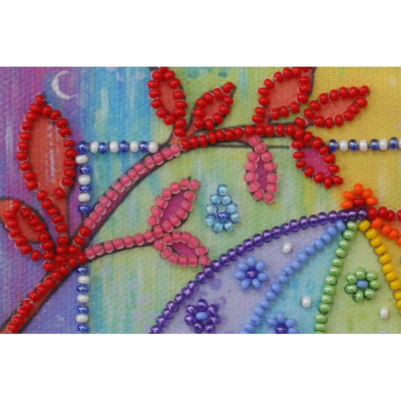 Mini Bead Embroidery Kit on Art Canvas "Summer rain"