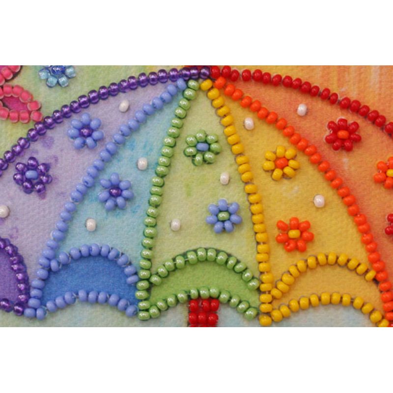 Mini Bead Embroidery Kit on Art Canvas "Summer rain"