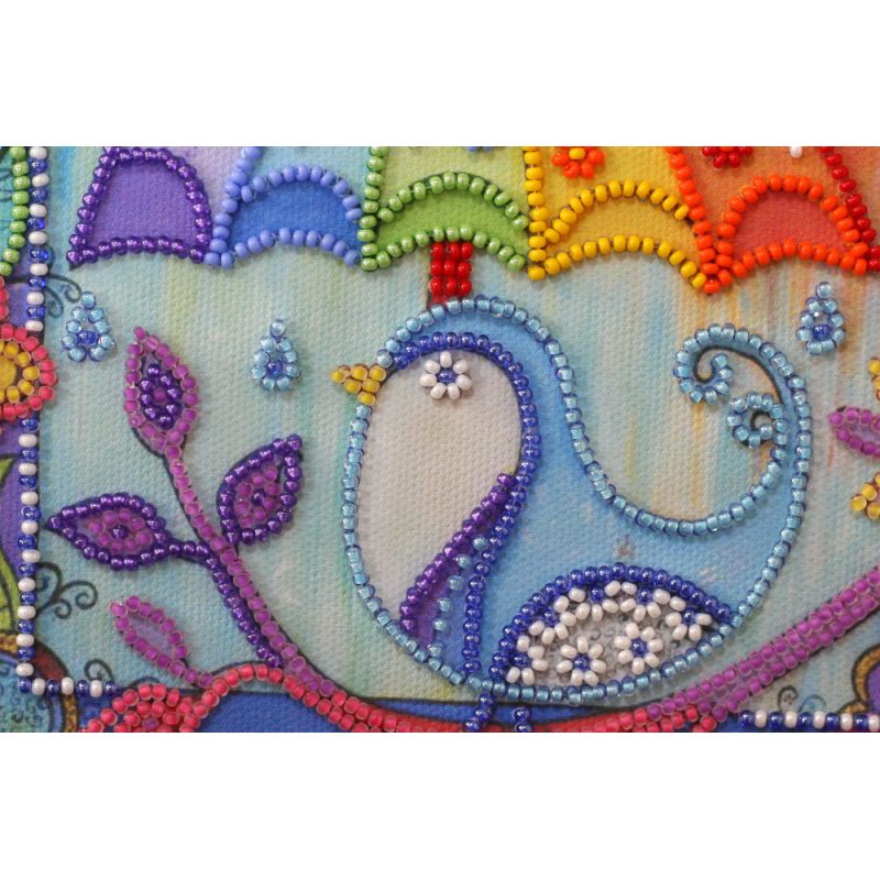 Mini Bead Embroidery Kit on Art Canvas "Summer rain"