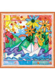 Mini Bead Embroidery Kit on Art Canvas "The voice of the stream"