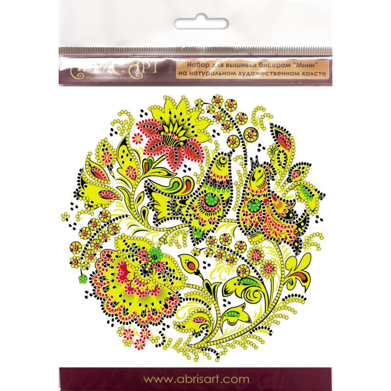 Mini Bead Embroidery Kit on Art Canvas "The birds are singing"