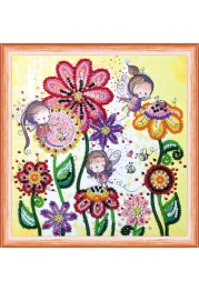 Mini Bead Embroidery Kit on Art Canvas "Colored moths"