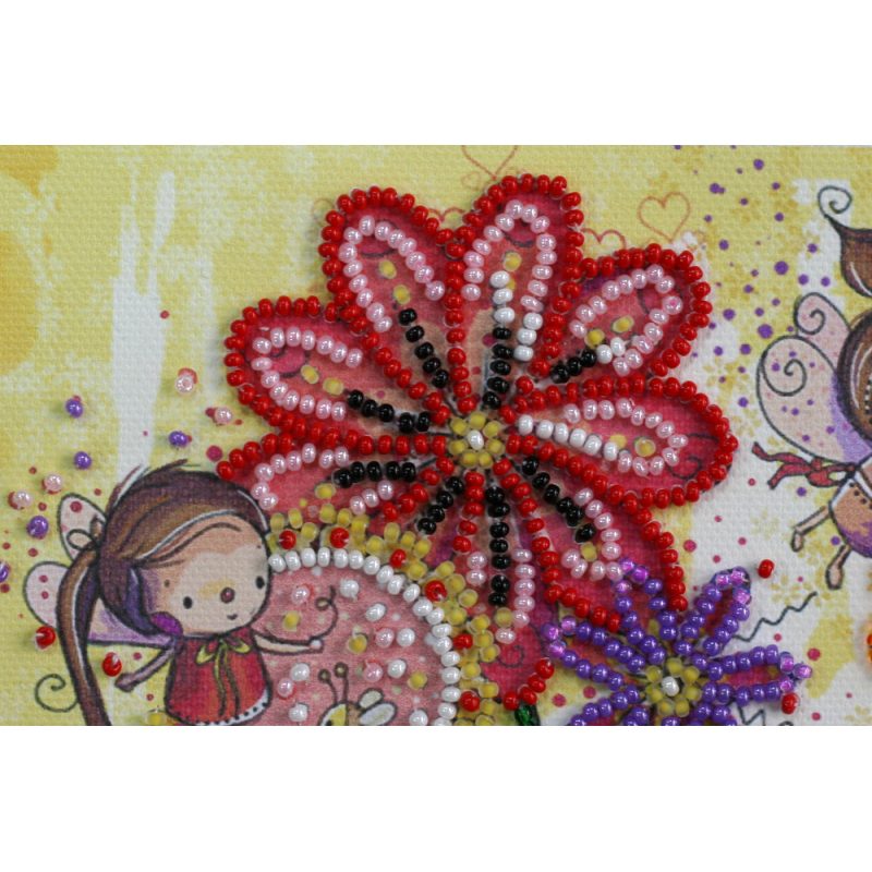 Mini Bead Embroidery Kit on Art Canvas "Colored moths"