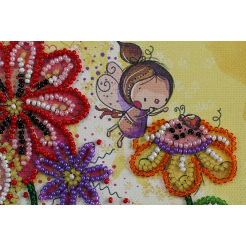 Mini Bead Embroidery Kit on Art Canvas "Colored moths"