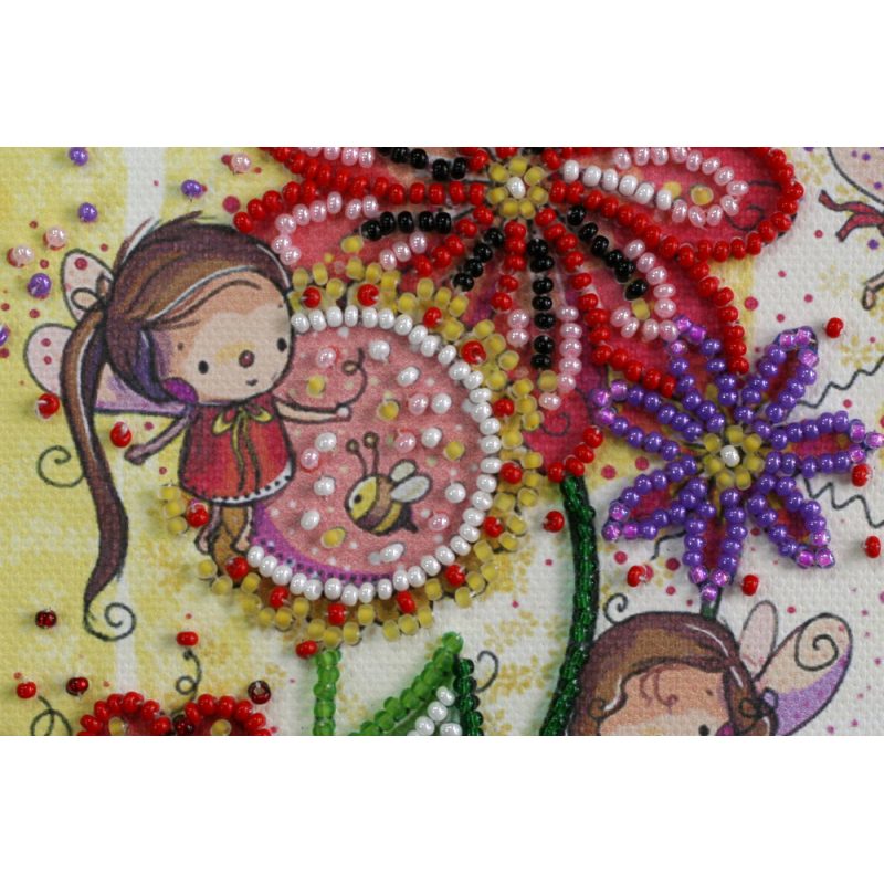 Mini Bead Embroidery Kit on Art Canvas "Colored moths"